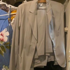 Blazer and pants light gray with light blue stripes